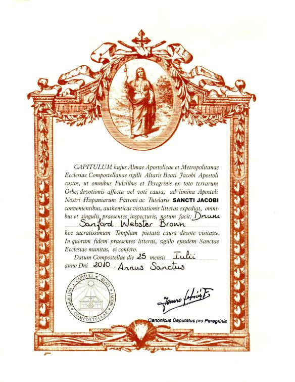 Awarded in Holy Year on Santiago Day (after a three hour wait)