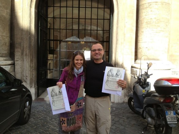 Jacqueline and I in the Vatican after a successful adventure acquiring our Testimonia.